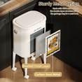 thumbnail image 4 of Mrbin Metal Slim Bathroom Trash Can with Legs and Wheels, 15L / 4gal Toilet Press Lid Waste Basket, Covered Office Garbage Pail for Near Desk, Narrow Vanity, Rvs, Kitchen, Sunflower, 4 of 7