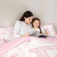 thumbnail image 4 of Manfei Ribbon Bow Knot Personalized Initial E Bedding Comforter Set 7 Pieces for Girls Women,Kids Teens Pink Bow Shabby Chic Full Bedding Set,Pink Reversible,Ultra Soft Home Decor, 4 of 7