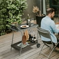 thumbnail image 4 of Nuu Garden Outdoor 2-Tier Wicker Bar Cart on Wheels with 2 Wine Racks and 3 Hooks, for Decoration and Storage Indoors & Outdoors, Kitchen, Patio, Deck, Garden, Poolside, Gray, 4 of 10