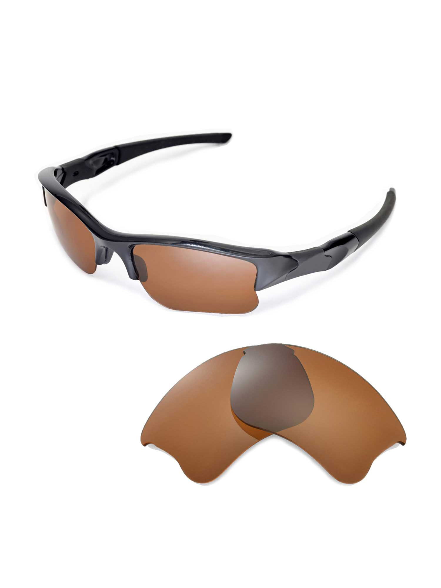 Walleva Brown Polarized Replacement Lenses For Oakley Flak Jacket Xlj Sunglasses