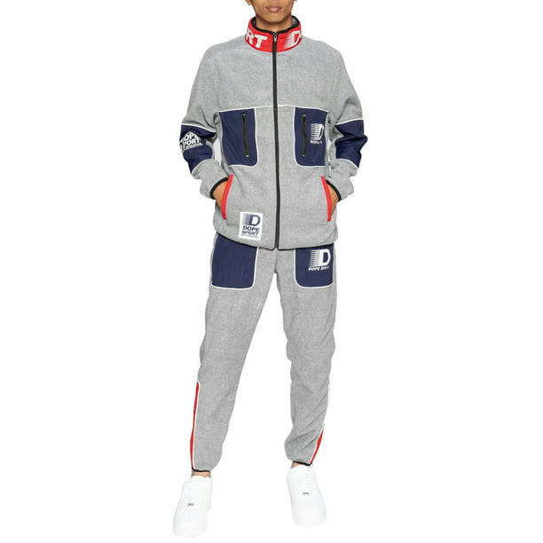 Dope Men S Apex Fleece Tracksuit Grey Active Sport Sweatpants Jacket Pants Track Set Walmart Com