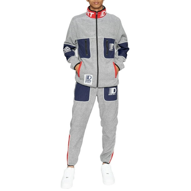 Dope Men S Apex Fleece Tracksuit Grey Active Sport Sweatpants Jacket Pants Track Set Walmart Com