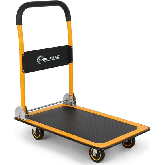 Simpli-Magic Foldable Dolly Push Cart Platform Hand Truck with Swivel Wheels & 440-lb Capacity