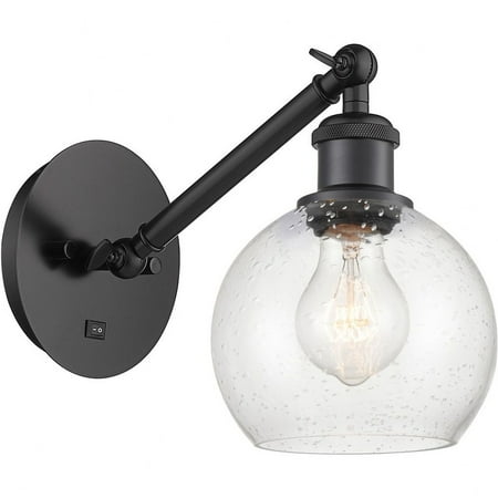 

317-1W-BK-G124-6-Innovations Lighting-Athens - 1 Light Wall Sconce In Industrial Style-10.5 Inches Tall and 6 Inches Wide Matte Black Seedy