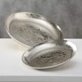 thumbnail image 2 of Grand Hotel Centerpiece Plate Trays, Set of 2, Hand Cast Polished Silver Aluminum, Reflective Rounds, Textural Hammered Surface, 16.5 D and 13 Inches, 2 of 6