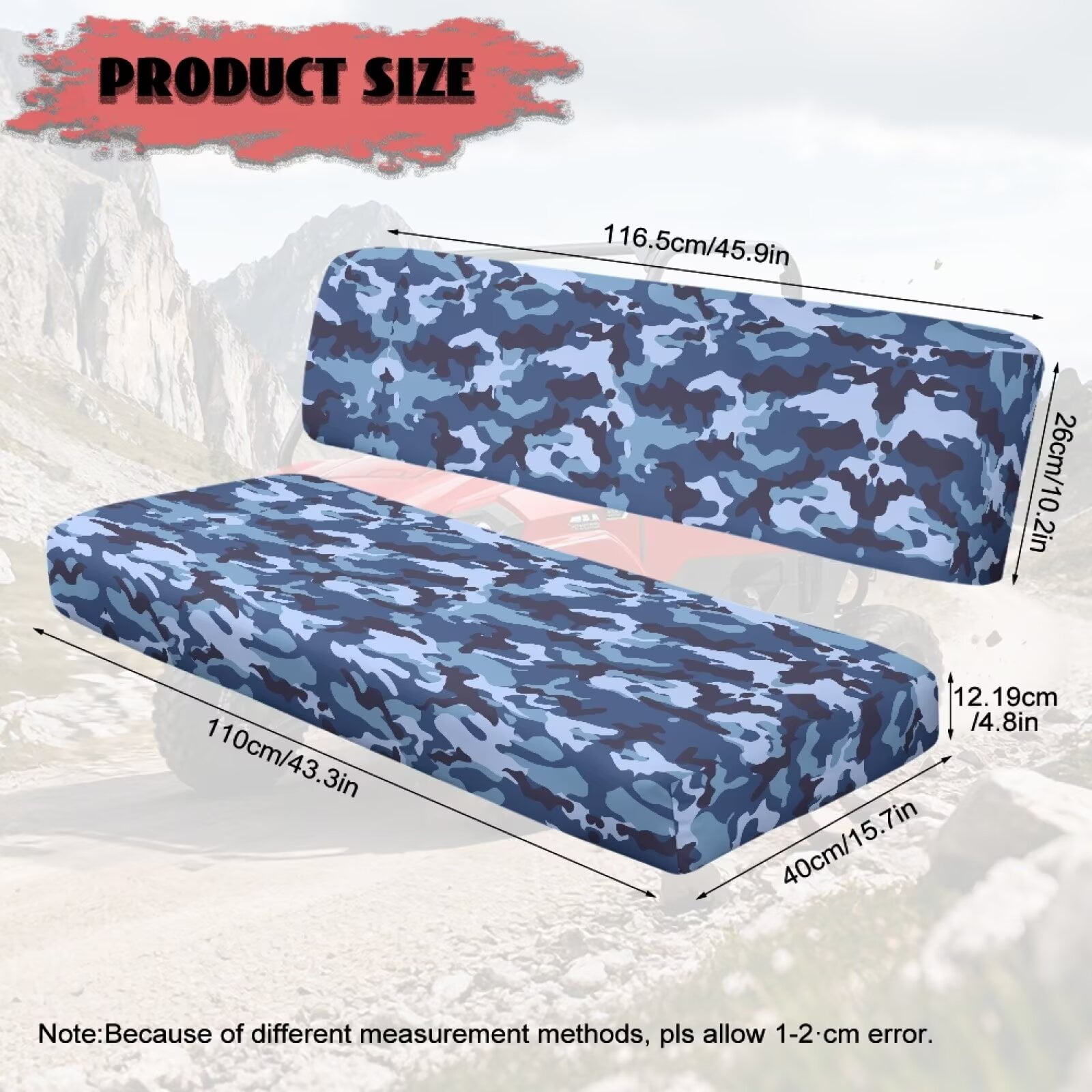 Uorisanigo UTV Bench Seat Cover Set Compatible with Kawasaki Mule 3010 Diesel 4x4 2003-2008 Blue Camouflage Print Mule Seat Cover All Season Weather Proof Covers Easy Installation