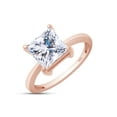 thumbnail image 2 of 2.25 CT 7MM Princess Cut Lab Created Moissanite Diamond Engagement Solitaire Ring With Band In 14K Rose Gold Over Sterling Silver (2.25 Cttw) - 11.5, 2 of 6