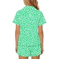 thumbnail image 5 of FAVIPT Pajamas Sets for Girls Summer Leopard Collared Short Sleeve T-Shirt and Shorts 2Pcs Pajama Button Down Loungewear Set Green,3-4Years, 5 of 7