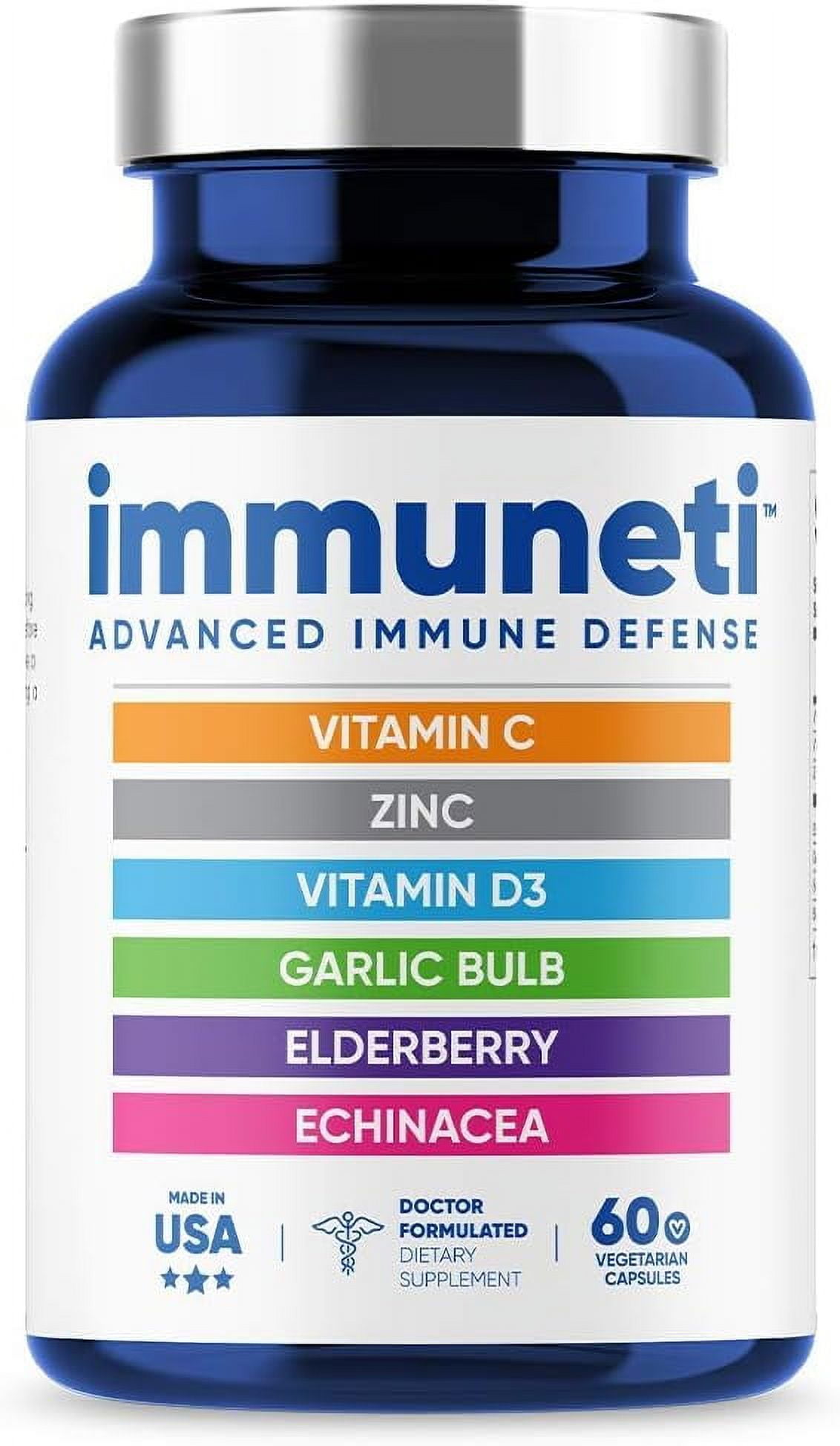Immuneti - Advanced Immune Defense, 6-in-1 Powerful Blend of Vitamin C, Vitamin D3, Zinc, Elderberries