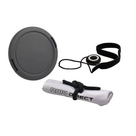 Lens Cap Side Pinch (43mm) + Lens Cap Holder + Nwv Direct Microfiber Cleaning Cloth For Samsung NX2000