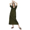 thumbnail image 2 of Inkmeso Solid Long Nightgown For Womens V-Neck Loungewear Casual Sleep Dress With Pockets, 2 of 7