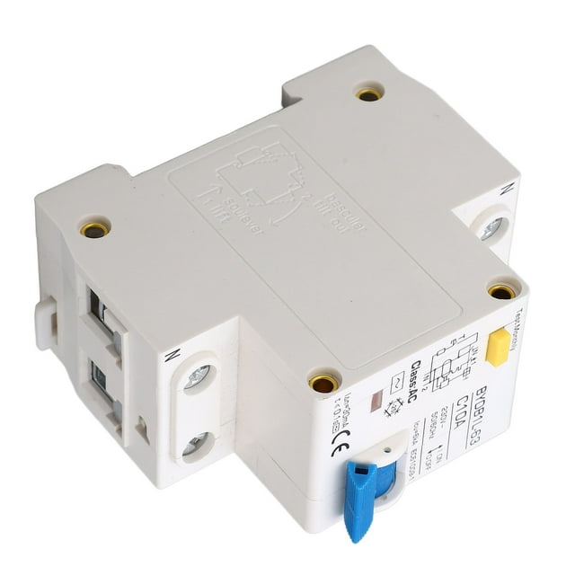 1P AC Type Leakage Protection Circuit Breaker with Overload & Short Circuit Protection, 230V 10A 6KA Breaking Capacity, PA66 Housing, Rail-Mounted Miniature Ground Fault Interrupter for Household,