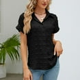 thumbnail image 5 of TTUHYWXI Womens Short Sleeve Shirts V Neck Collared Button Down Shirt Tops with Pockets (Black, XXL), 5 of 9