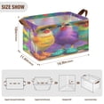 thumbnail image 3 of 2Pack Waterproof Foldable Storage Basket Medium, Metal Frame & Hollow Board Support, for Clothes and Toy Organization Three Cute Chickens Pattern, 3 of 8