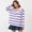 Light Purple, variant on Women Long Sleeve Striped Polo Shirt Oversized Collar Y2k Pullover T Shirt Casual Loose Streetwear Rugby Sweatshirt, S
