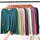 thumbnail image 1 of Autumn V Neck Tshirt Long sleeves Soft comfortable T-shirt Solid color Basic Bottoming Tee Tops O Neck undershirt, 1 of 5