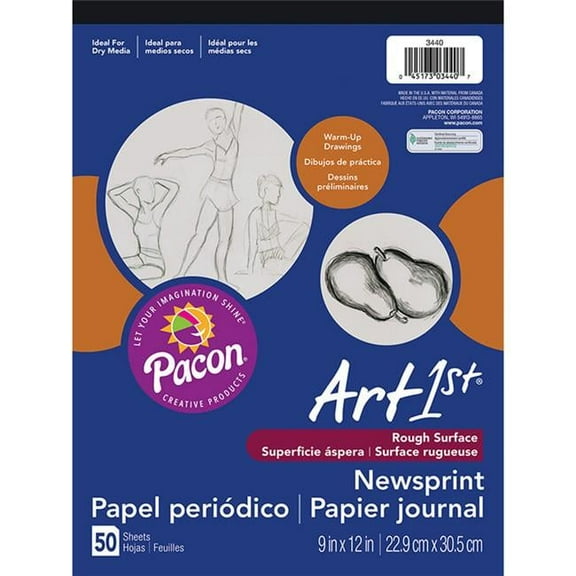 Pacon  Art 1st Newsprint Pad, 9 x 12 in. - 50 Sheets Per Pack - 12 Each