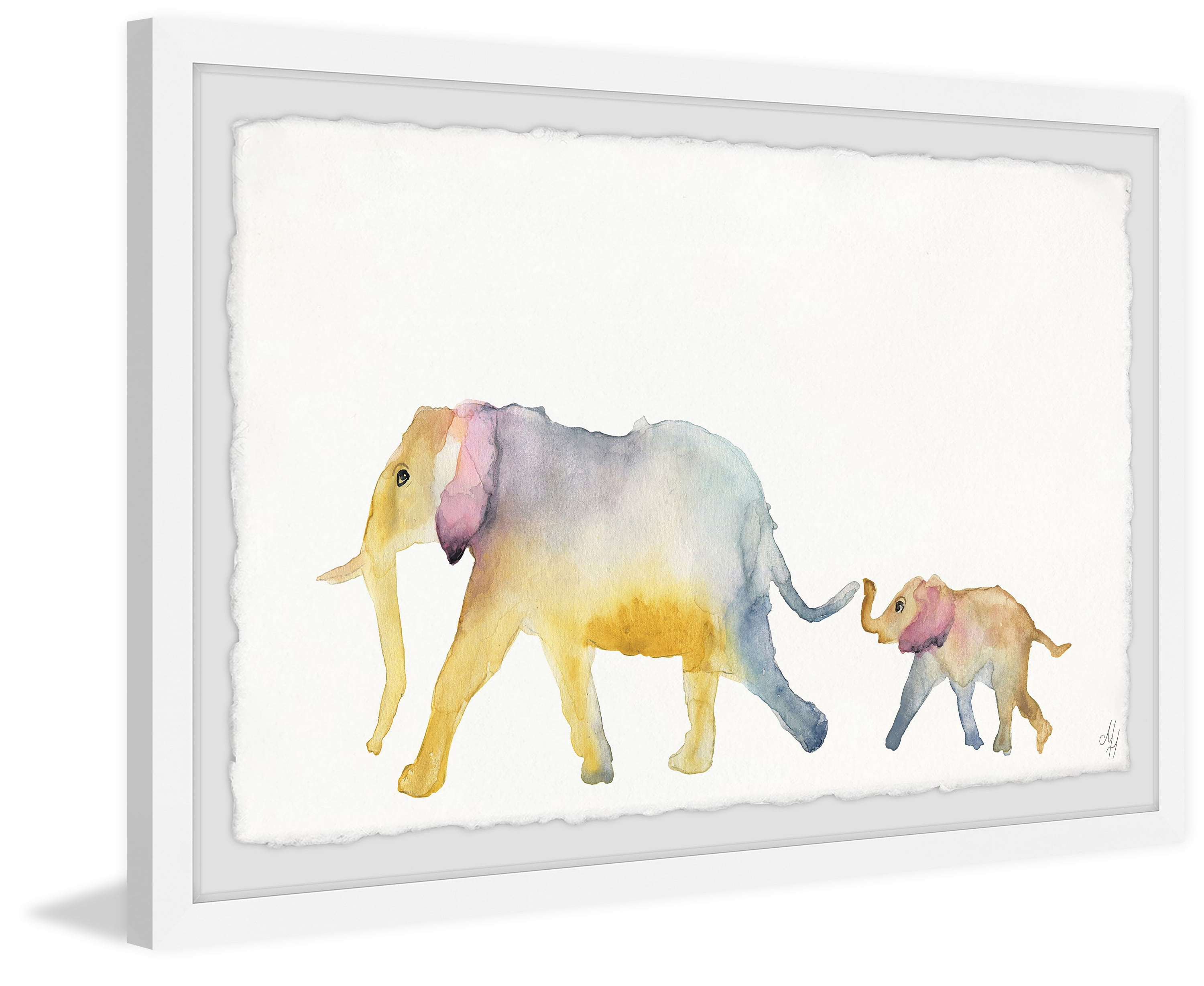 Marmont Hill Mom and Baby Elephant Framed Wall Art