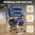thumbnail image 5 of zzw Reclining Big and Tall Office Chair with Footrest - 350 lbs Capacity High Back Ergonomic Executive Desk Chair for Home and Gaming, Deep Blue, 5 of 8