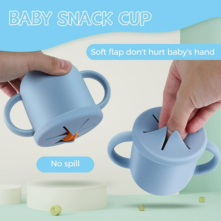 3 Way Toddler Sippy Cup 6 Months, Baby Cup with Straw, Food Grade Silicone Snack Cup No-Spill Catcher Food Cup with 2 Handles, BPA Free, Unbreakable