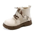 thumbnail image 4 of CYRBOKO Riding Boots for Girls, Side Zip Non-Slip British Style Lace Up Ankle Boots White Size 12 (Little Kids), 4 of 9