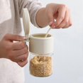 thumbnail image 3 of Glass Spice Container Set, 11.5 oz/300 ml with Lid and Spoon, Clear Glass Spice Jar, 2 Piece Spice Jar Set, For Kitchen Counter, Food Storage (White), 3 of 4