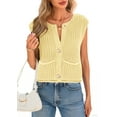 thumbnail image 2 of Shine Up Vest for Women Button Down Cardigan Sweater Sleeveless Crochet Knit Tops with Pockets, 2 of 8