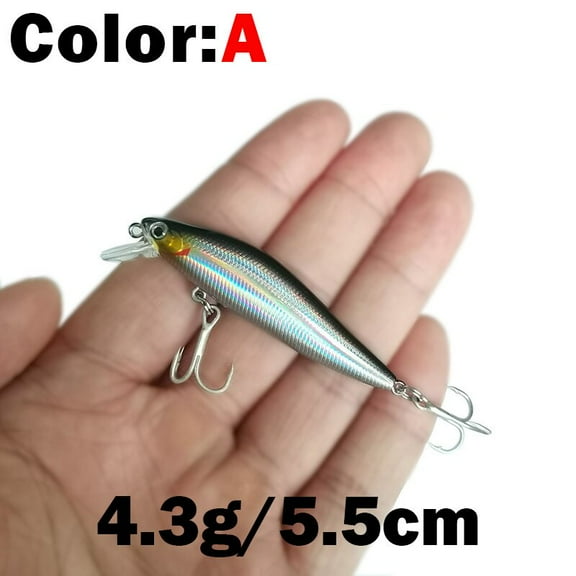 2PC Minnow 4.3g Artificial Fishing Lure In Plastic With 3D Eyes Magnetic