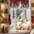thumbnail image 3 of Christmas Snowman Valance Curtain for Windows Xmas Tree Deer Winter Snow Red Black Plaid Curtain Valances Short Window Treatments Panels for Kitchen Bathroom Laundry Room Basement 60 x 18 Inch, 3 of 7