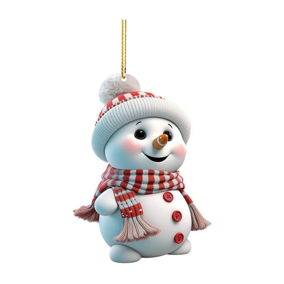 FastXmas Christmas Ornaments Cute Snowman Acrylic Hanging Decorations for Christmas Tree Ornaments White Snowman with Hat Christmas Hanging Ornament Xmas Pendant Decorations for Christmas Tree Decor