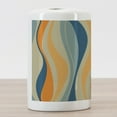 thumbnail image 3 of Vintage Ceramic Toothbrush Holder, Retro Vibrant Stripes Funky Lines Design Patterns Abstract Print, Decorative Versatile Countertop for Bathroom, 4.5" X 2.7", Petrol Blue Marigold, by Ambesonne, 3 of 4