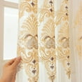 thumbnail image 4 of Sunyuer European Style Luxury Gold Floral Embroidered Curtain for Living Room,Grommet Top,2 Panels, 4 of 7