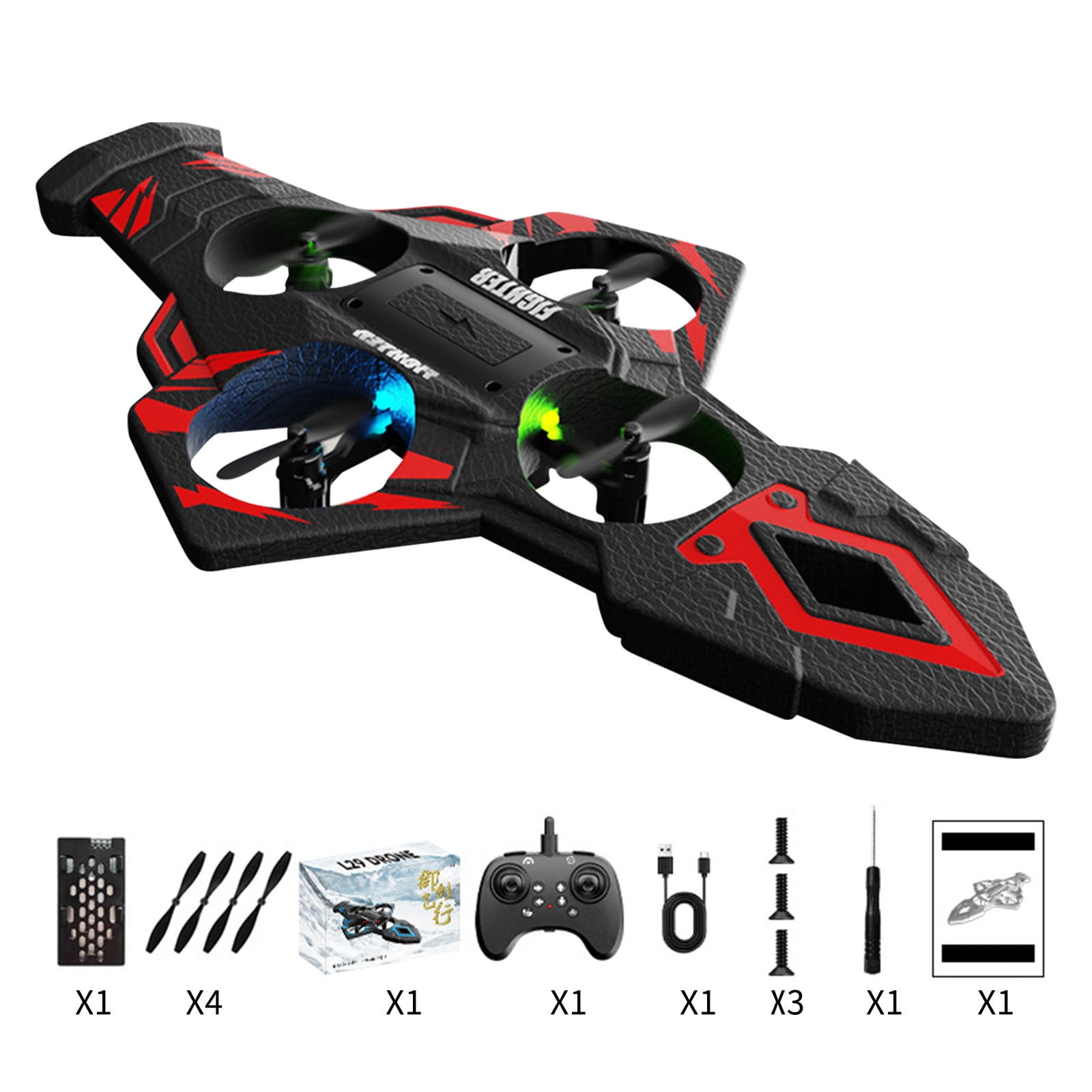 Flying Sword Foam Airplane，Remote Control Plane for Adults and Beginners,One Click Takeoff 360 Degree Rolling,LED Lights Headless Mode,One-Key Takeoff and Landing