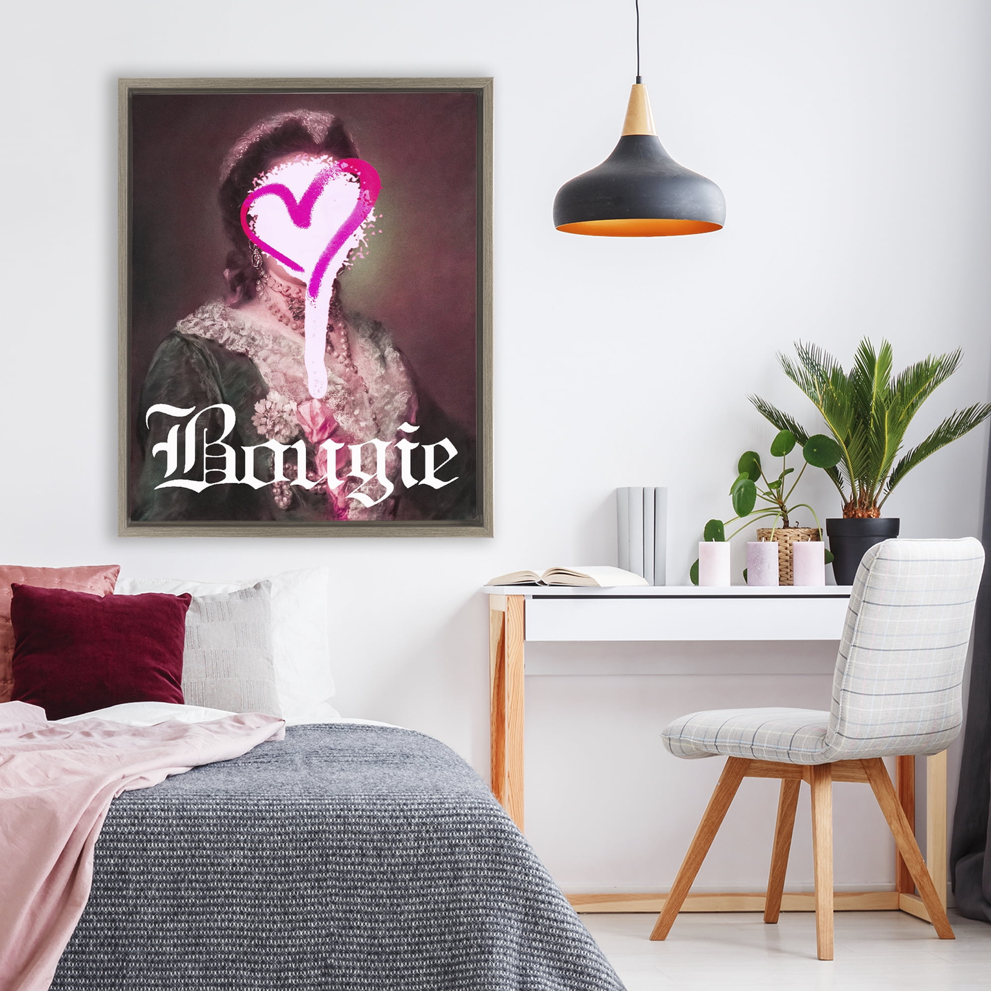 Bougie Classical Portrait Brown Framed Floater Canvas Wall Art, design by Lil' Rue