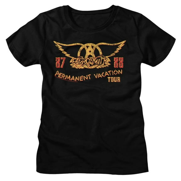 Aerosmith Pv Tour 87 88 Black Women's T-Shirt L
