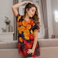thumbnail image 3 of Picia Marigold Flowers In Different Colors Pattern Women’s Nightdress – Casual Short-sleeved Loose-Fit Sleepwear, Soft Cotton Short-Sleeve Sleep Shirt for Relaxation & Comfort, 3 of 6