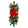 thumbnail image 2 of Christmas Stair Swag Wreath Cedar Pine Garland Real Touch Christmas Wreath with Red Bow Berry Front Door Wall Window Stairs Holiday Christmas Decoration 20 inch, 2 of 8