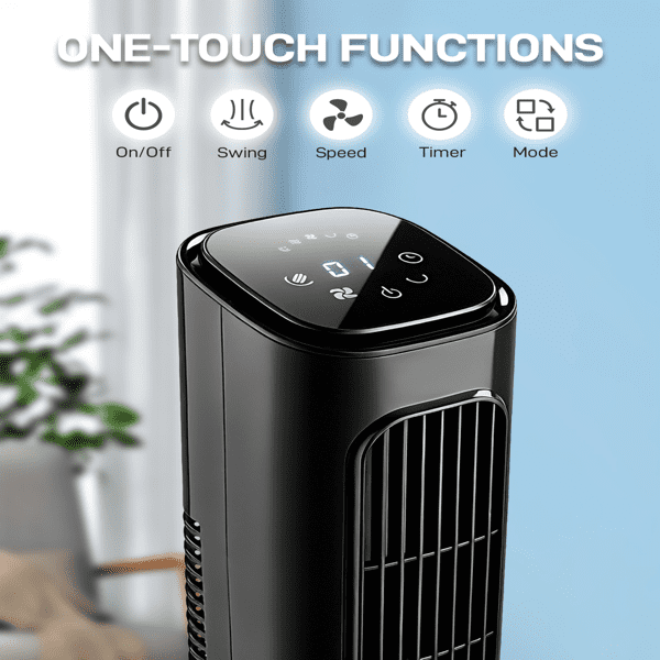 Alvantor 36-Inch Oscillating Tower Fan with Remote Control, 3 Speeds, 3 Modes and 9-Hour Timer, Black