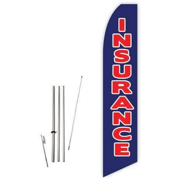 Insurance Blue Super Novo Feather Flag - Complete with 15ft Pole Set and Ground Spike