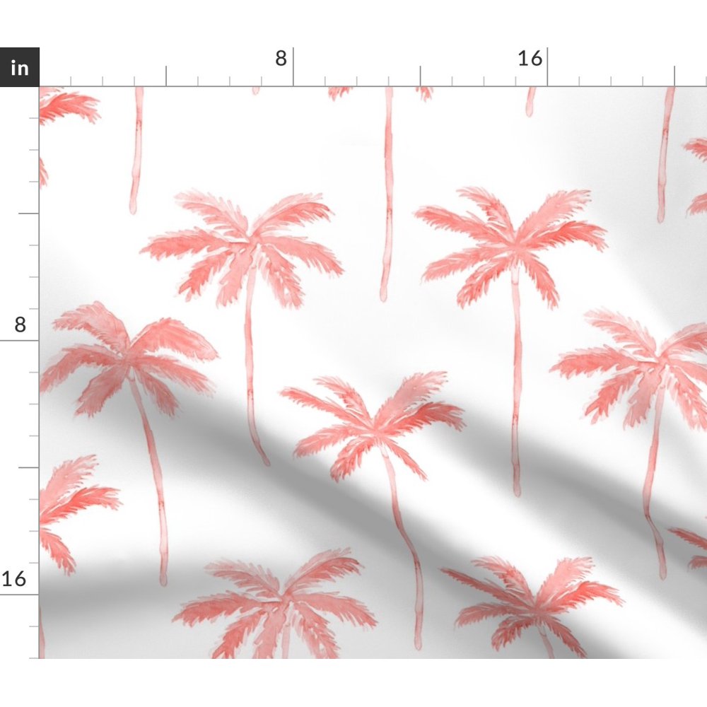 Palm Tree Coral Jumbo Blush Pink Tropical Fabric Printed by Spoonflower