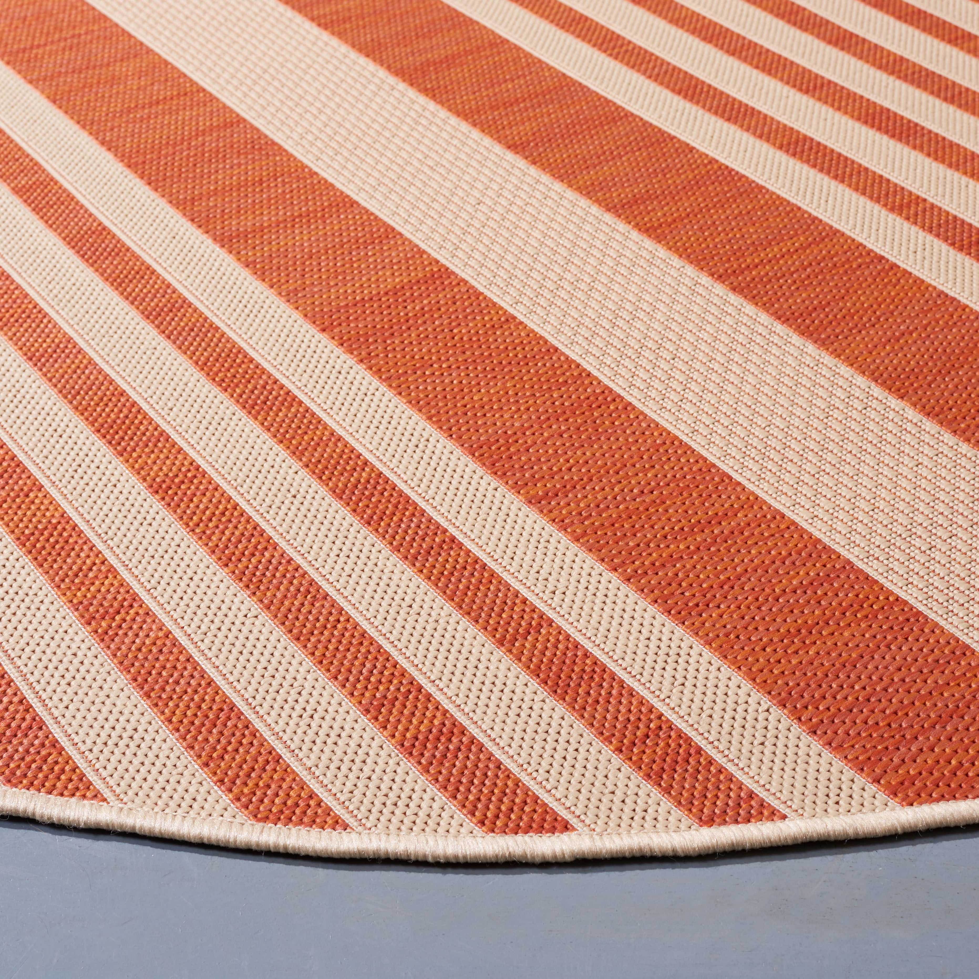 Safavieh Courtyard Caroline Striped Indoor/Outdoor Area Rug, Terracotta/Beige, 2'7" x 2'7" Round
