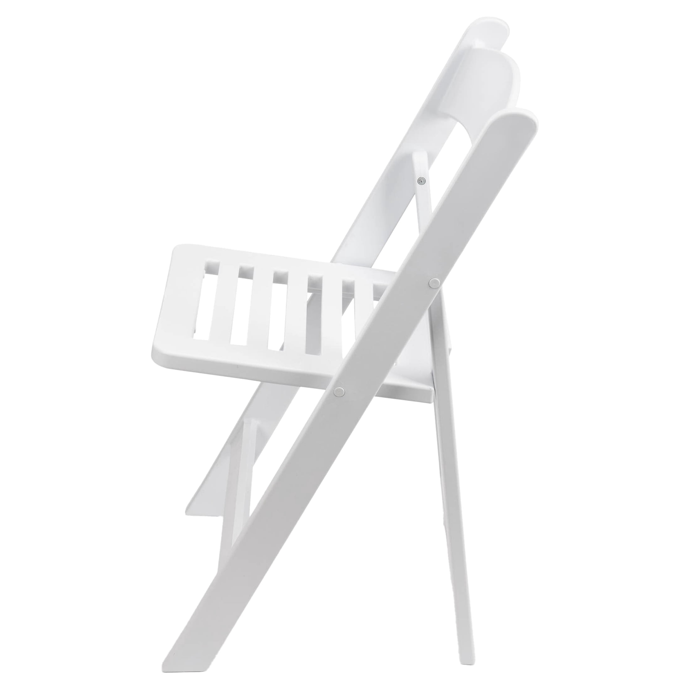TitanPRO White Resin Folding Chairs with Slatted Seats, 4 Pack