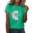thumbnail image 2 of Summer Short Sleeve Oversized Loose Fit Spandex T Shirts for Girls Green Women Sunflower Shirt Plus Size Blouse Tops Girl Graphic Casual Tees, 2 of 5