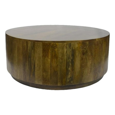 Pemberly Row Modern 42" Round Wood Coffee Table in Elm Brown