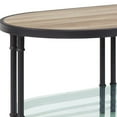 thumbnail image 5 of 47" Sandy Black And Oak Paper Veneer And Metal Oval Coffee Table With Shelf, 5 of 7