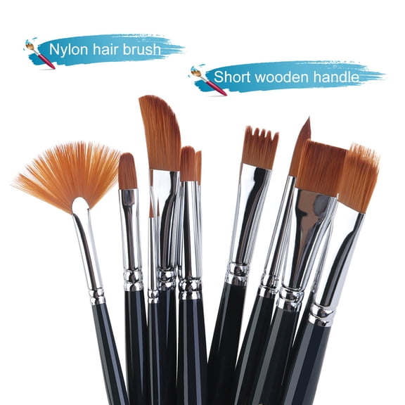 Yuangui 12pcs Brush Set Nylon Hair Paintbrush Set Artist Watercolor Acrylic Oil Painting Supplies