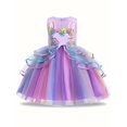thumbnail image 3 of Adorable Unicorn Floral Print Mesh Princess Dress - Perfect for Your Little Girls, 3 of 4