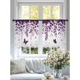 thumbnail image 4 of Purple Spring Botanical Sheer Curtains 45 Inch Length 2 Panels Set, Weeping Eucalyptus Butterfly Voile Window Treatment Rod Pocket Small Kitchen Curtains Drapes for Bedroom 52"x45"x2, 4 of 7