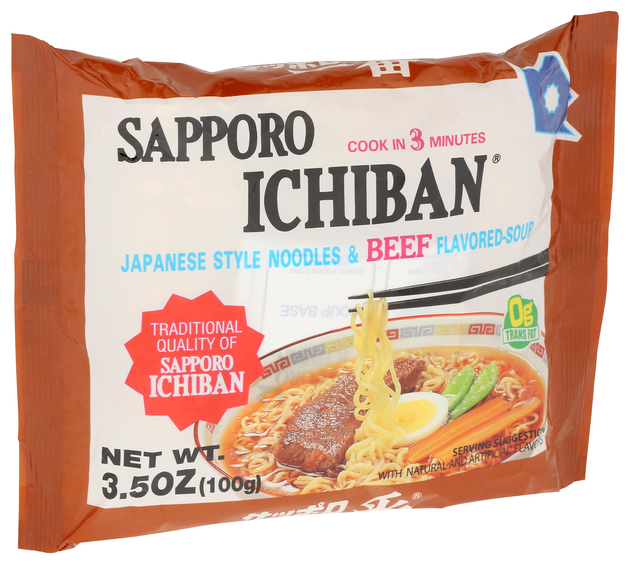 Pack of 24, Sapporo Ichiban Japanese Style Noodles & Beef Flavored Soup, 3.5 oz