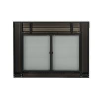 GHP Group AN-1011 Alpine Cabinet Style Fireplace Screen And Glass Doors, Medium, Black Powder Coated Finish